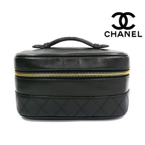 Chanel Pouch Black Matelasse Calfskin Horizontal Vanity